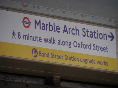 Bond Street sign for walk to Marble Arch